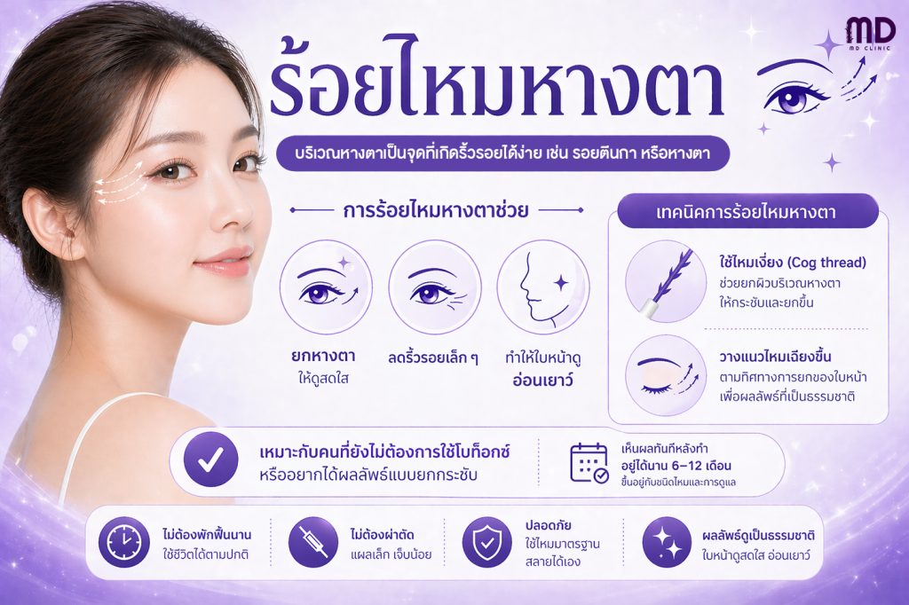 Thread lift for the outer corners of the eyes